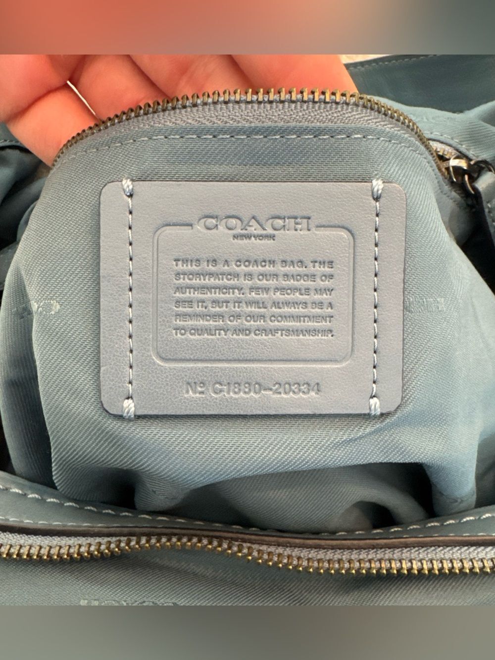 Coach Edie 42 Buffalo-Embossed Mixed Leathers Blue Large Shoulder Bag - Picture 6 of 16